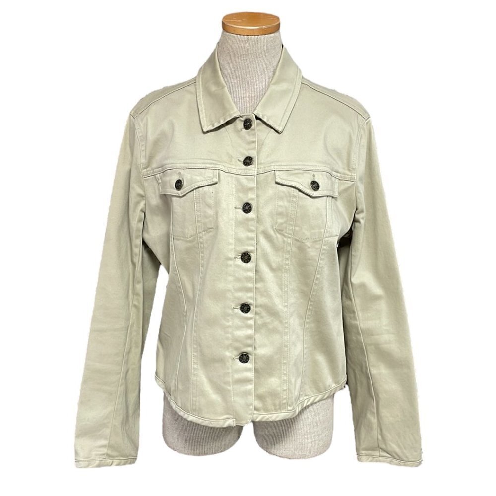 Live a Little Utility Jacket Tan Khaki Lightweight Coat Size Large L